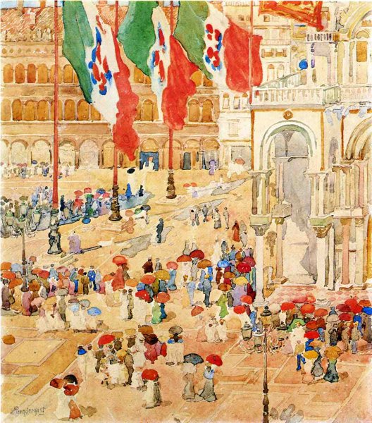 Piazza Of St  Marks Aka The Piazza  Flags  Venice