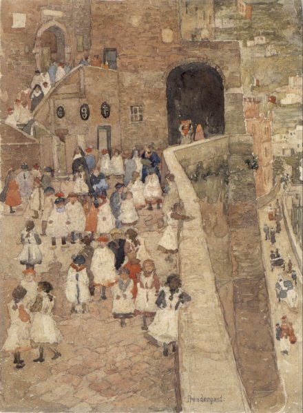 Courtyard Scene, Siena